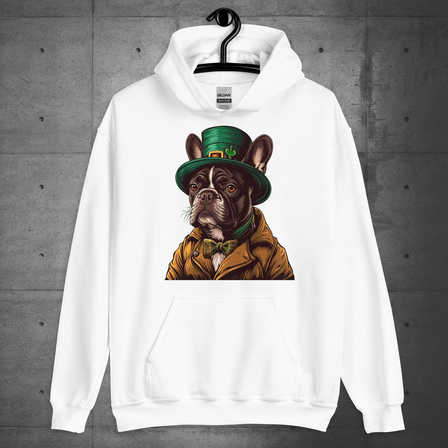 Elegant Frenchie Leprechaun" Unisex Hoodie,