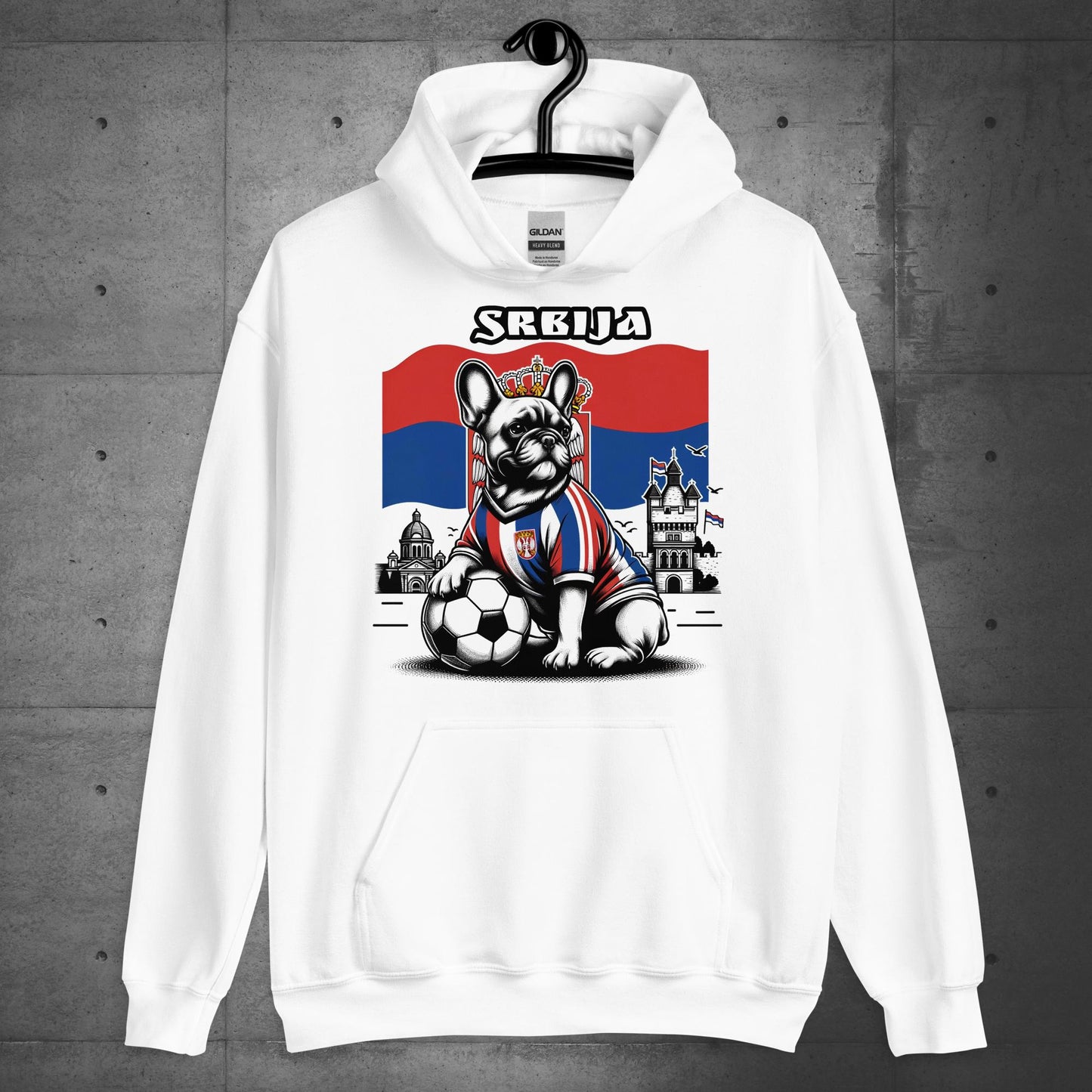 Frenchie Serbia Football Unisex Hoodie.