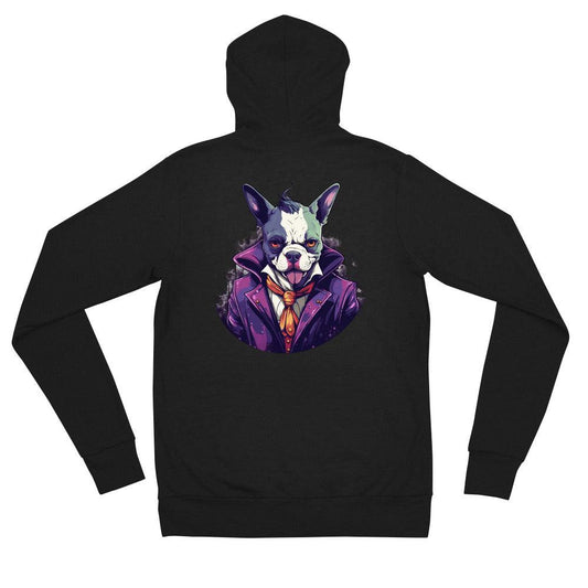 Frenchie Joker Villainous Unisex Zip Hoodie - black - Frenchie Emporium