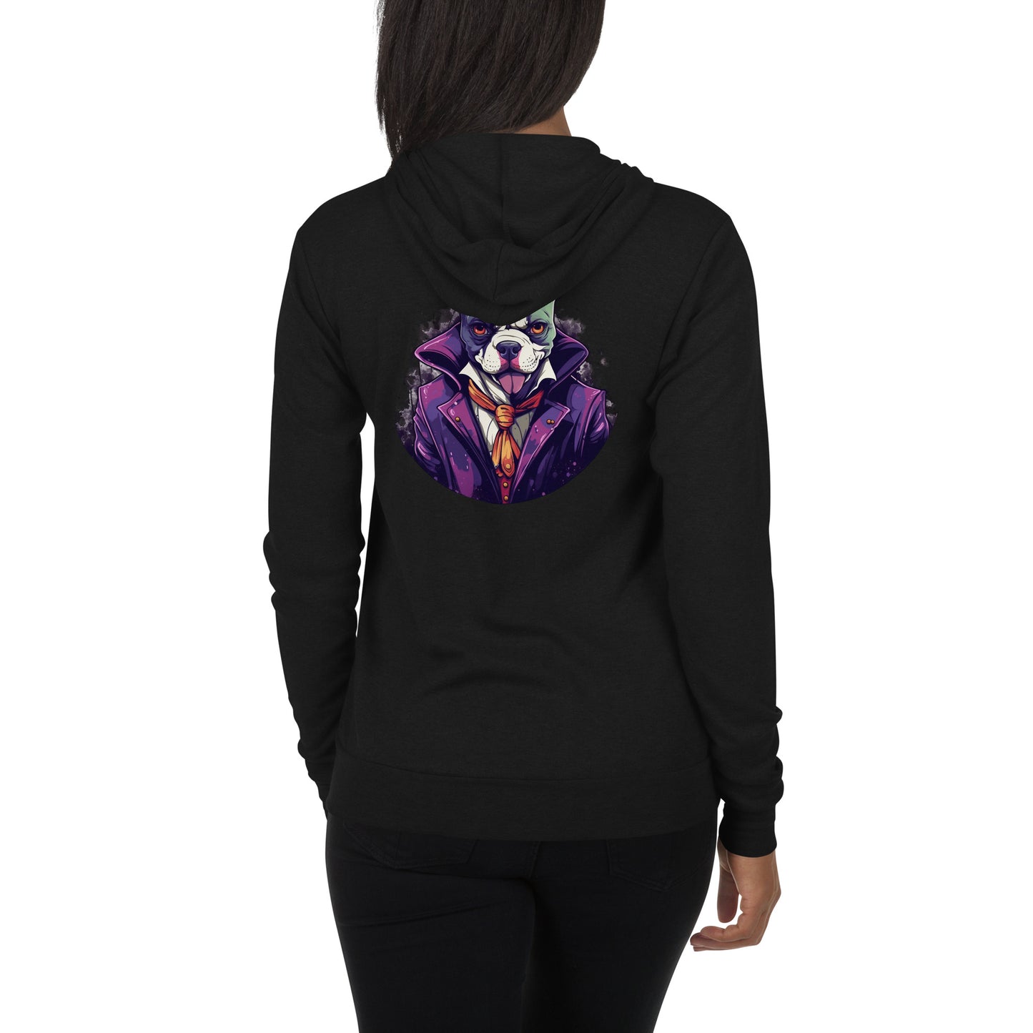 Frenchie Joker Villainous Unisex Zip Hoodie - black