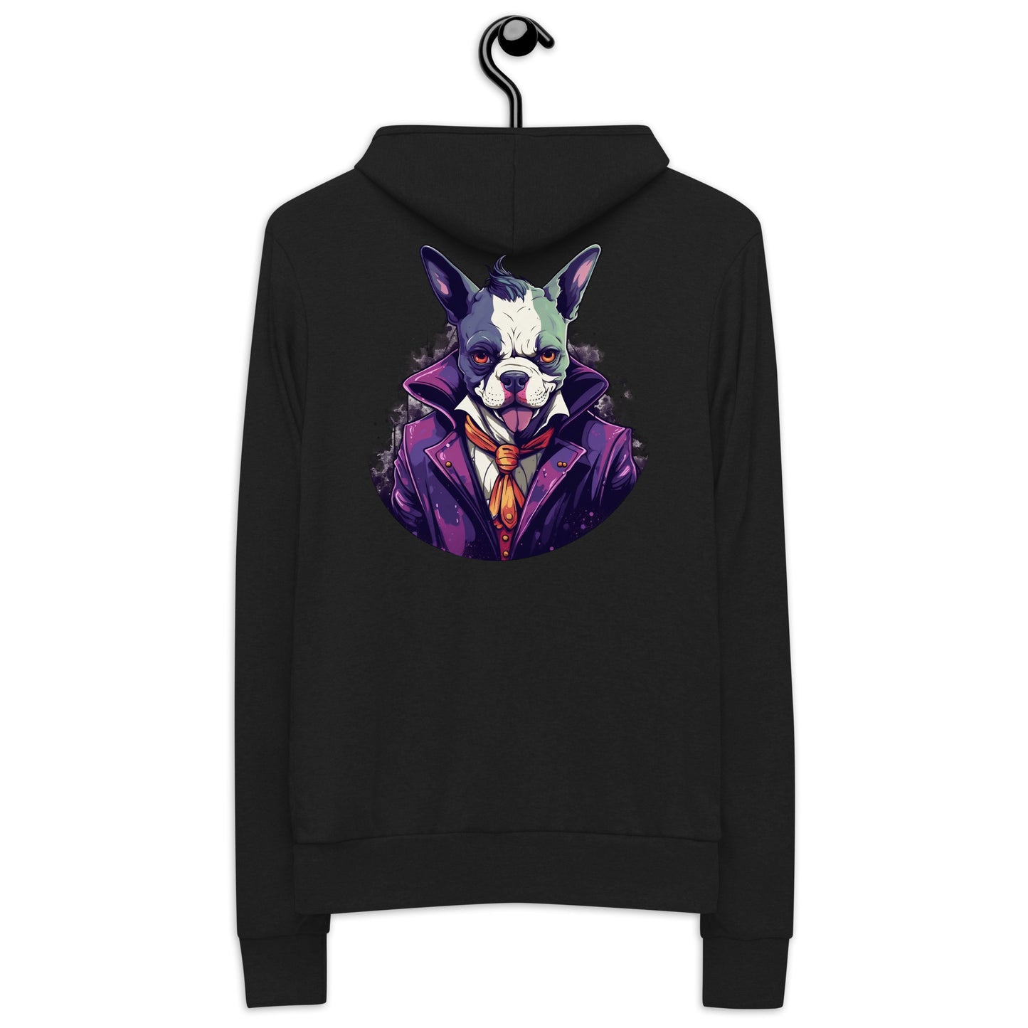 Frenchie Joker Villainous Unisex Zip Hoodie - black