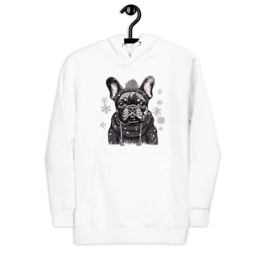 "Snowflake Serenity Frenchie" - Unisex Hoodie - Frenchie Emporium