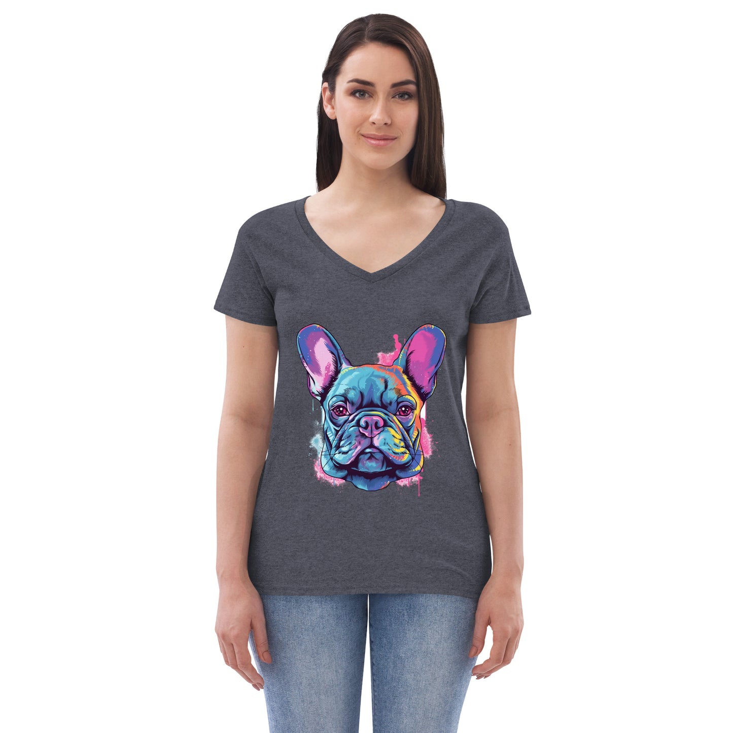 70s Frenchie - Women's V-Neck T-Shirt - Frenchie Emporium