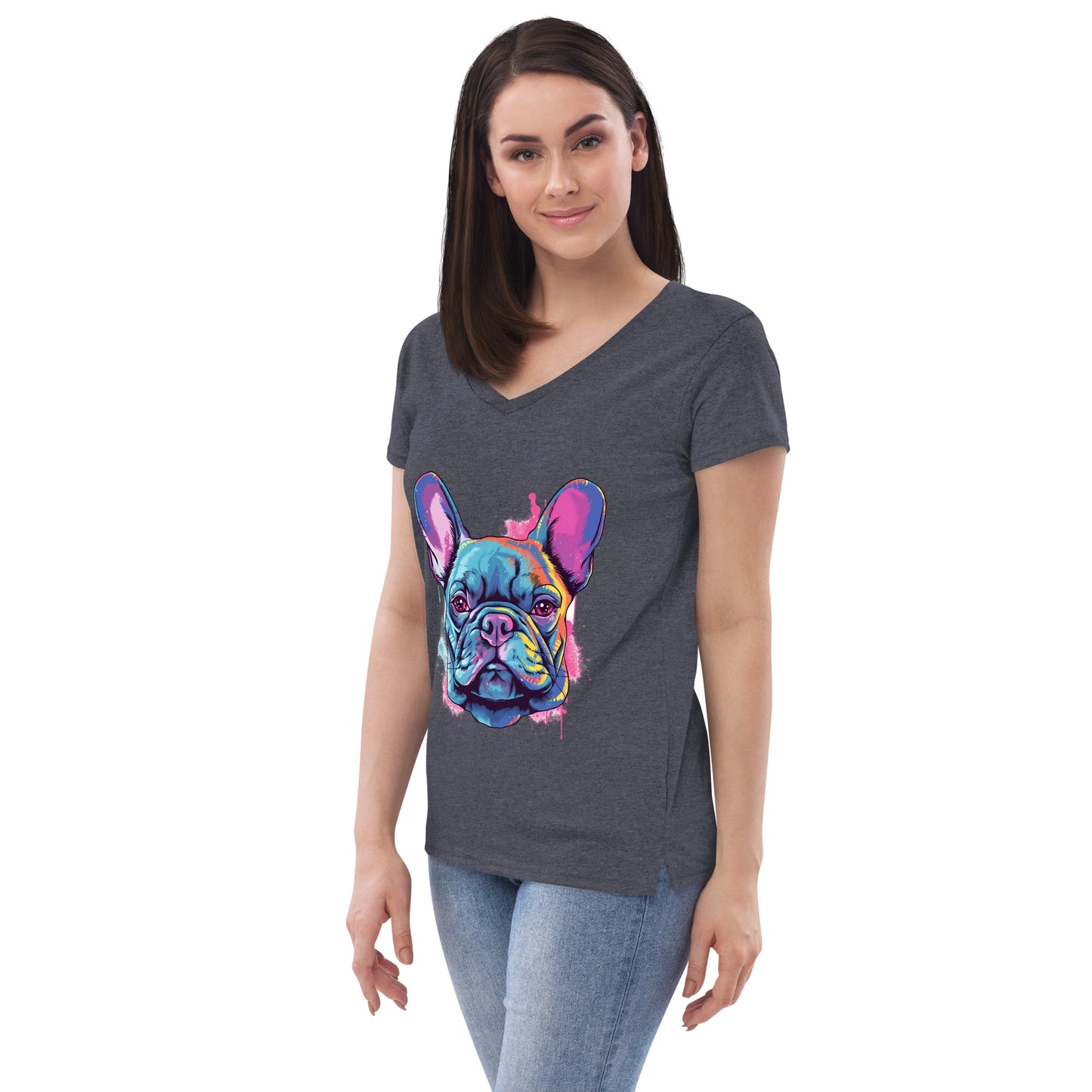 70s Frenchie - Women's V-Neck T-Shirt - Frenchie Emporium