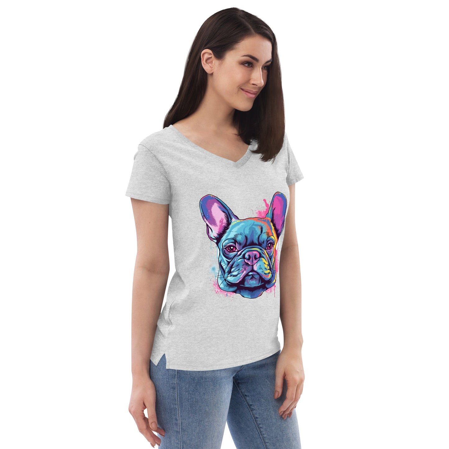 70s Frenchie - Women's V-Neck T-Shirt - Frenchie Emporium